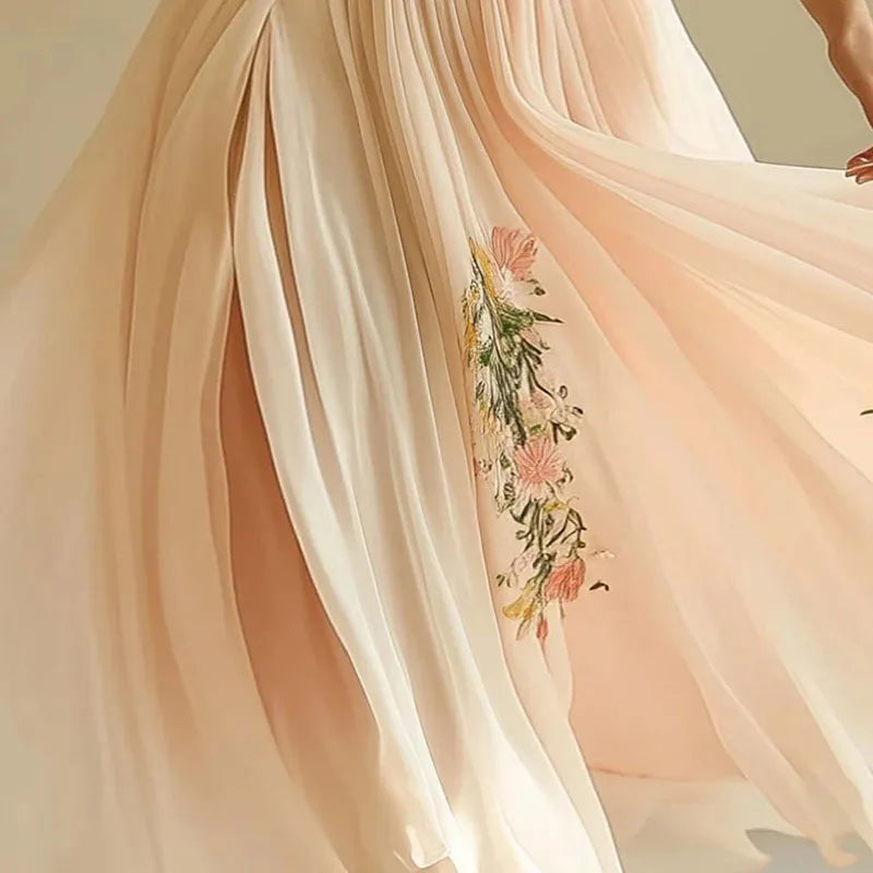 Lumiella™ | Elegant Høy Midje V-Hals Festkjole