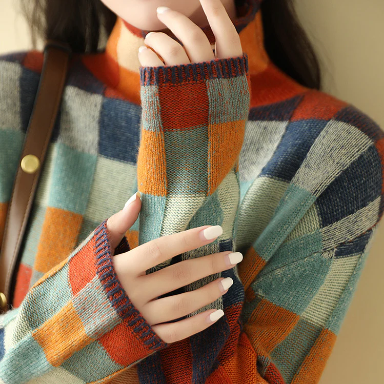 Julia™ | Luksuriøs patchwork turtleneck