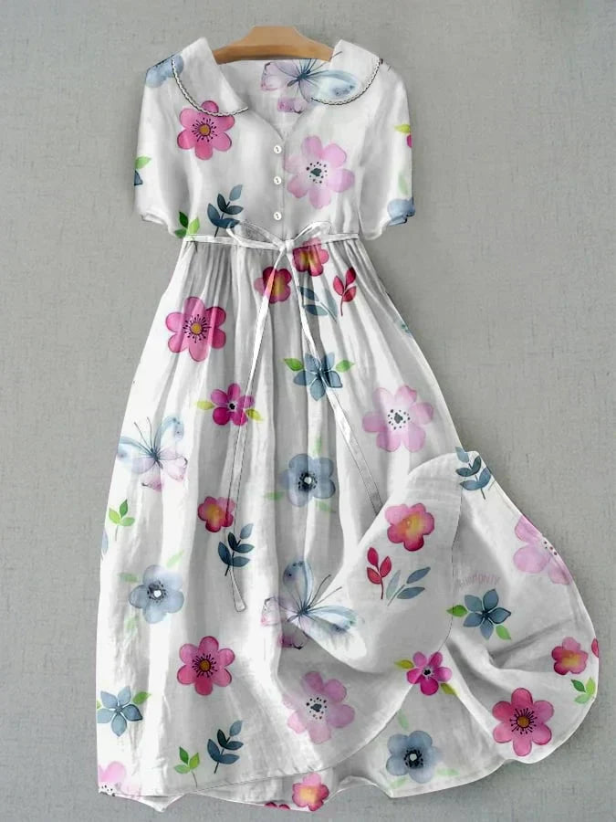 Lyric™ | Trendy Snøring Midje Blomstertrykt Kjole