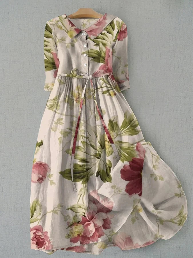 Baylee™ | Vintage Snøring Midje Blomsterkjole