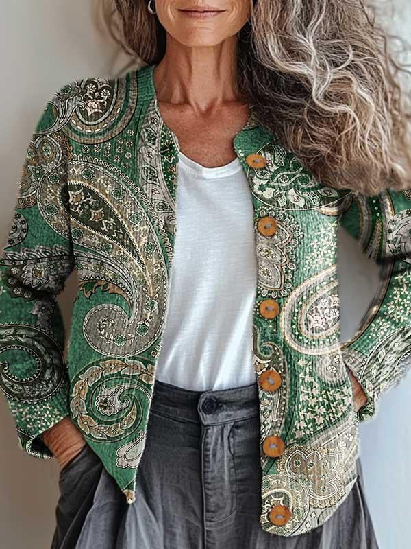 Selma™ | Grønn paisley-jakke