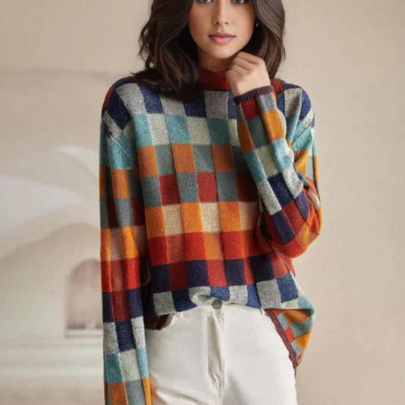 Julia™ | Luksuriøs patchwork turtleneck