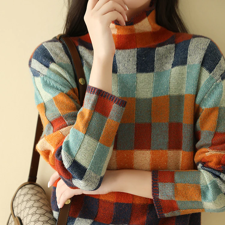 Julia™ | Luksuriøs patchwork turtleneck